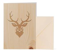 myZirbe Carte d'anniversaire en bois pour chasseurs forestiers cerfs bon d'achat invitation à la chasse Cadeaux pour hommes pour la vérification de la chasse permis de chasse type de bois pin