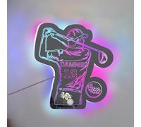 MYZQIFF Logo personnalisé de nom de miroir de golf avec la lumière LED, peinture murale personnalisée de miroir de golf, lumière de nuit néon de golf personnalisée, cadeau de golf de Noël