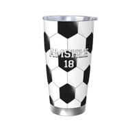 MYZQIFF Nom personnalisé Football Tumbler Cups, Nom personnalisé Numéro de joueur de football en acier inoxydable Tumblers Mug, Noël Père's Day Anniversary Footballs cadeau pour les hommes