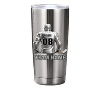 MYZQIFF Nom personnalisé Hockey Tumbler Cups, Custom Hockey Player en acier inoxydable Tumblers Mug avec Nom Numéro, Noël Père Anniversaire Hockeys cadeau pour les hommes