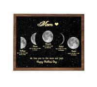 MYZQIFF Personnalisé fête des mères maman phase de lune murale décoration poster cadeau, personnaliser le jour où vous devenez maman image de phase de lune, cadeau de phase de lune