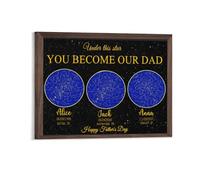 MYZQIFF Personnalisé fête des pères papa vrai ciel nocturne carte cadeau, personnalisé papa carte étoile impression affiche sur toile, cadeau sur toile pour la fête des pères