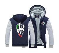 Myzter Fleece Jacket Mens Al-fa Ro.meo, Casual Long Sleeve Hooded Jacket with Pockets, Full Zip Comfy Hoodie, for Climbing Trekking, coat(Navy Blue,5XL)