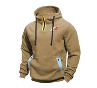 Myzter Pull Hoodies Pullover Sweatshirt F.1, de Manches Longues Poche Kangourou, Pull à Capuche en Coton Polaire, Top(Khaki,3XL)