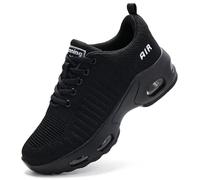 Myztra Chaussures de course pour femme avec coussin d'air et soutien de la voûte plantaire, tout noir, 38.5 EU