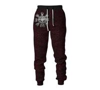 MYZTTZR Hommes Automne/Hiver Décontracté Pantalon de Sport Viking 3D Tatouage Imprimé Odin Corbeau Crâne Valhalla Médiéval Cadeau,Norse Runes,XXL