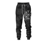 MYZTTZR Hommes Automne/Hiver Décontracté Pantalon de Sport Viking 3D Tatouage Imprimé Odin Corbeau Crâne Valhalla Médiéval Cadeau,Norse Mythology,XXL