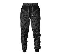 MYZTTZR Hommes Automne/Hiver Décontracté Pantalon de Sport Viking 3D Tatouage Imprimé Odin Corbeau Crâne Valhalla Médiéval Cadeau,Celtic Knot,XXL