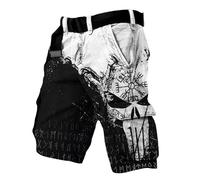 MYZTTZR Hommes Coupe Ample Été Short Viking 3D Imprimé Tatouage Personnalisé Rétro À la Mode Femmes Pantalon de Sport Médiéval,Viking Symbols,4XL