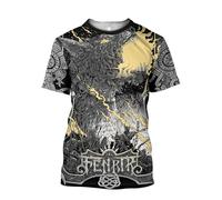 MYZTTZR Loup Fenrir T-Shirt, Mythologie Nordique Bandes Dessinées Harajuku Été Manches Courtes Impression 3D Viking Chemise,Fenrir Wolf,3XL