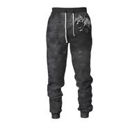 MYZTTZR Mythologie Nordique 3D Imprimé Pantalon de Sport pour Homme Viking Rétro Tatouage Nœud Celtique Cosplay Odin Raven Valhalla Médiéval,Cosplay,L