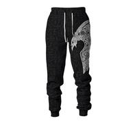 MYZTTZR Mythologie Nordique 3D Imprimé Pantalon de Sport pour Homme Viking Rétro Tatouage Nœud Celtique Cosplay Odin Raven Valhalla Médiéval,Odin Raven,4XL