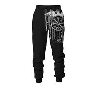 MYZTTZR Mythologie Nordique 3D Imprimé Pantalon de Sport pour Homme Viking Rétro Tatouage Nœud Celtique Cosplay Odin Raven Valhalla Médiéval,Viking Compass,L