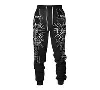 MYZTTZR Mythologie Nordique 3D Imprimé Pantalon de Sport pour Homme Viking Rétro Tatouage Nœud Celtique Cosplay Odin Raven Valhalla Médiéval,Norse Mythology,XXL