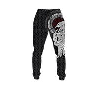 MYZTTZR Mythologie Nordique 3D Imprimé Pantalon de Sport pour Homme Viking Rétro Tatouage Nœud Celtique Cosplay Odin Raven Valhalla Médiéval,Raven,3XL