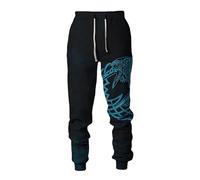 MYZTTZR Mythologie Nordique Pantalon de Sport pour Homme Viking 3D Tatouage Imprimé Fenrir Wolf Dieu Odin Rétro Mode Médiéval Cadeau,Raven,L