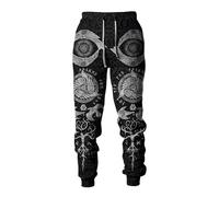 MYZTTZR Mythologie Nordique Pantalon de Sport pour Homme Viking 3D Tatouage Imprimé Fenrir Wolf Dieu Odin Rétro Mode Médiéval Cadeau,Valhalla,S