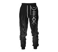 MYZTTZR Mythologie Nordique Pantalon de Sport pour Homme Viking 3D Tatouage Imprimé Fenrir Wolf Dieu Odin Rétro Mode Médiéval Cadeau,Norse Runes,XL
