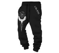 MYZTTZR Mythologie Nordique Pantalon Homme Viking 3D Imprimé Tatouage Odin Corbeau Crâne Rétro Personnalité Pantalon de Sport Femme,Raven,5XL