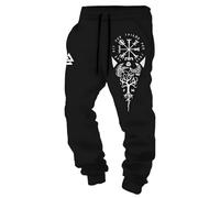 MYZTTZR Mythologie Nordique Pantalon Homme Viking 3D Imprimé Tatouage Odin Corbeau Crâne Rétro Personnalité Pantalon de Sport Femme,Yggdrasil,L