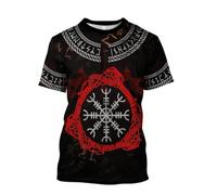 MYZTTZR Norse T-Shirt Été Ultra-Mince Séchage Rapide Manches Courtes Décontracté Mythe d'Odin Cadeau Viking,Aegishjalmur,5XL