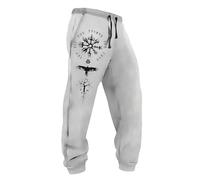 MYZTTZR Pantalon d'été pour Homme Coupe Ample Viking Mythologie Nordique Tatouage Casual Mode Tendance Valhalla Médiéval Cadeau,Viking Compass,4XL