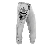 MYZTTZR Pantalon d'été pour Homme Coupe Ample Viking Mythologie Nordique Tatouage Casual Mode Tendance Valhalla Médiéval Cadeau,Skull,M