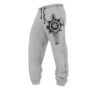 MYZTTZR Pantalon d'été pour Homme Coupe Ample Viking Mythologie Nordique Tatouage Casual Mode Tendance Valhalla Médiéval Cadeau,Norse Runes,5XL
