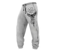 MYZTTZR Pantalon d'été pour Homme Coupe Ample Viking Mythologie Nordique Tatouage Casual Mode Tendance Valhalla Médiéval Cadeau,Raven,3XL