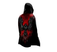 MYZTTZR Raven King,5XL, Capuche Mi-Longue 3D Imprimés Odin Myth Symboles Printemps Automne Hommes Femmes Capes Cosplay Médiéval Costume Scandinavie Cadeau