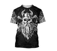 MYZTTZR T-Shirt d'été Valhalla S-5XL Hawaïen Manches Courtes Séchage Rapide Odin Myth Homme Cosplay Cadeau Nordique,Norse Warrior,3XL