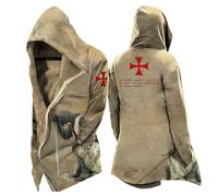 MYZTTZR Viking 3D Doublé Polaire Thermique Zip à Capuche pour Homme Mythologie Nordique Tatouage Vintage Décontracté Épais Sweat-Shirt pour l'automne/Hiver,Viking Warrior,L