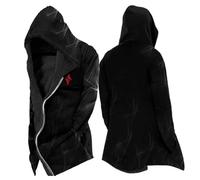 MYZTTZR Viking 3D Doublé Polaire Thermique Zip à Capuche pour Homme Mythologie Nordique Tatouage Vintage Décontracté Épais Sweat-Shirt pour l'automne/Hiver,Mediaeval,4XL
