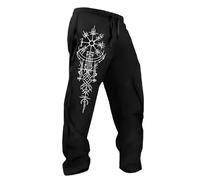 MYZTTZR Viking 3D Hommes Pantalon Mythologie Nordique Tatouage Fenrir Rétro Personnalité Sports Loisirs Valhalla Cadeau,Norse Runes,L