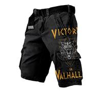 MYZTTZR Viking 3D Short d'été pour Hommes Mythologie Nordique Tatouage Fenrir Odin Arbre du Monde Rétro Mode Short de Plage,Fenrir Wolf,M