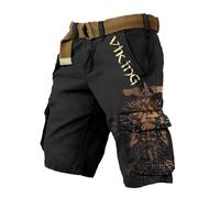 MYZTTZR Viking 3D Short d'été pour Hommes Mythologie Nordique Tatouage Fenrir Odin Arbre du Monde Rétro Mode Short de Plage,Odin God,5XL