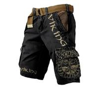MYZTTZR Viking 3D Short d'été pour Hommes Mythologie Nordique Tatouage Fenrir Odin Arbre du Monde Rétro Mode Short de Plage,Yggdrasil,5XL