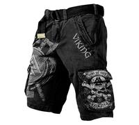 MYZTTZR Viking Été Shorts pour Hommes Imprimé en 3D Mythologie Nordique Tatouage Extérieur Pantalon de Plage Pantalon de Travail Valhalla Médiéval,Celtic Knot,3XL