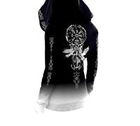 MYZTTZR Viking Impression 3D Zip Hoodie pour Hommes Mythologie Nordique Tatouage Cape Femme Cape Sweatshirt Médiéval Cosplay Cadeau,Norse Runes,XXL