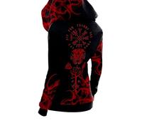MYZTTZR Viking Impression 3D Zip Hoodie pour Hommes Mythologie Nordique Tatouage Cape Femme Cape Sweatshirt Médiéval Cosplay Cadeau,Norse Mythology,M