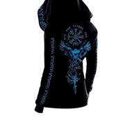 MYZTTZR Viking Impression 3D Zip Hoodie pour Hommes Mythologie Nordique Tatouage Cape Femme Cape Sweatshirt Médiéval Cosplay Cadeau,Viking Symbols,XL