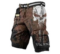 MYZTTZR Viking Imprimé en 3D Short Nordique Tatouage Vintage Casual Personnalisé Hommes Sports Pantalon de Plage Médiéval Valhalla,Norse Mythology,XXL