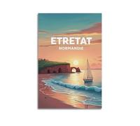 MZAOWNC Étretat Poster de voyage vintage Normandie France - Impression esthétique sur toile - Décoration moderne pour chambre à coucher - 20 x 30 cm