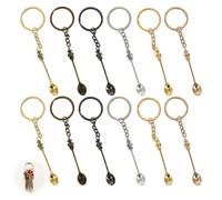 Mzario Lot de 12 mini cuillères porte-clés avec pendentif couronne de roi et reine - Rétro et portable - Pour poudre, épices, sels, sable (6 couleurs)