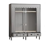 MZBDYYF Armoire portable en toile avec rail de suspension, étagères, rangement de vêtements, armoire en tissu pour chambre à coucher, marron, 140 x 45 x 168 cm