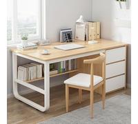 MZBDYYF Bureau d'ordinateur Moderne avec étagère et 3 tiroirs - Brown PC Study Writing Desk pour Home Office Workstation