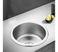 MZBDYYF Évier de bar de cuisine rond en acier inoxydable à cuve unique pour véhicule récréatif avec trop-plein, évier de préparation sous plan avec raccord de vidange, évier rond de cuisine