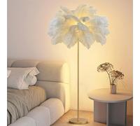 MZBDYYF Lampadaire à plumes d'autruche naturelles avec finition dorée, lampes sur pied à atmosphère moderne pour salon, décoration de la maison