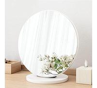 MZBDYYF Miroir de courtoisie de table, réglable à 90°, miroir de maquillage en bois, miroir de coiffeuse rond portable amovible, miroir de bureau haute définition