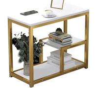 MZBDYYF Table console moderne avec étagères, table d'entrée pour petits espaces, table d'appoint avec cadre en métal, bureau étroit, table d'appoint de rangement pour salon, chambre à coucher, entrée